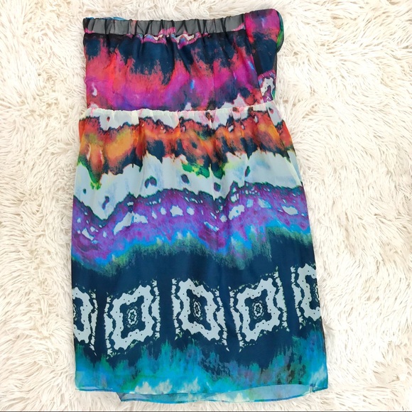 C. LUCE Women's Dress Strapless Watercolor Mini - Picture 7 of 8